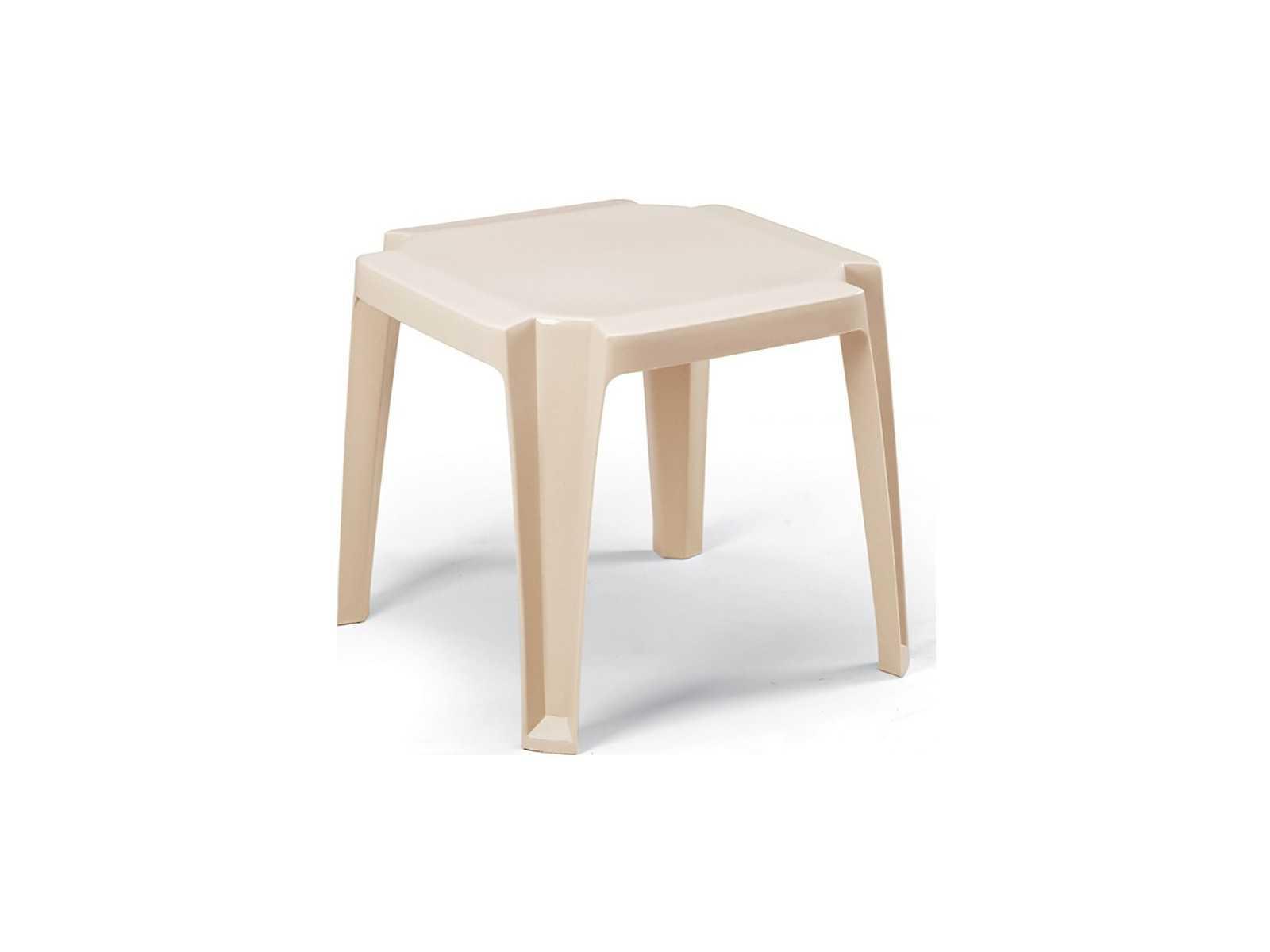 Grosfillex Miami Resin Sand Square Low Outdoor Patio End Table