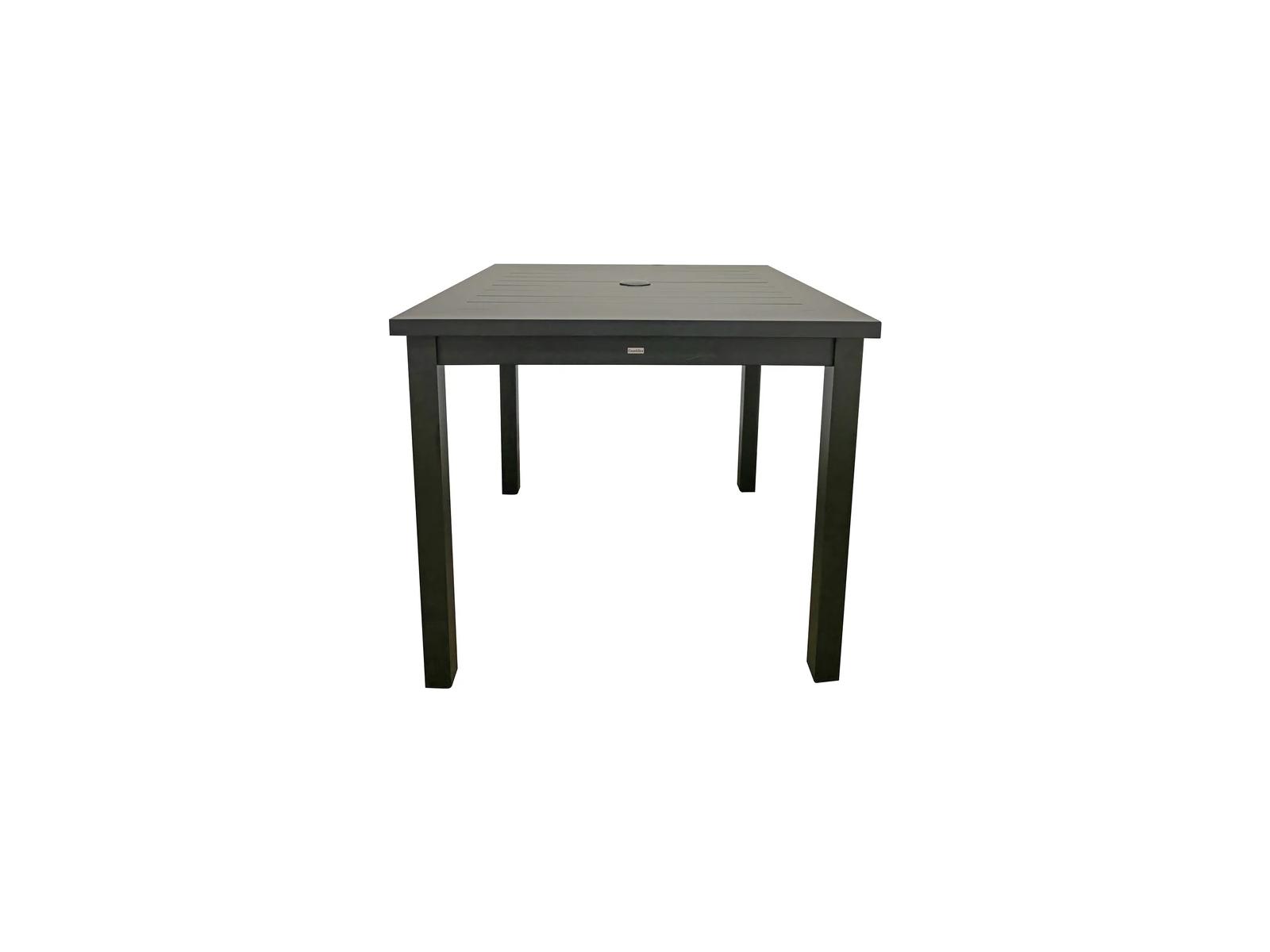 Grosfillex Sigma Aluminum Volcanic Black Square Outdoor Patio Dining Table with Umbrella Hole