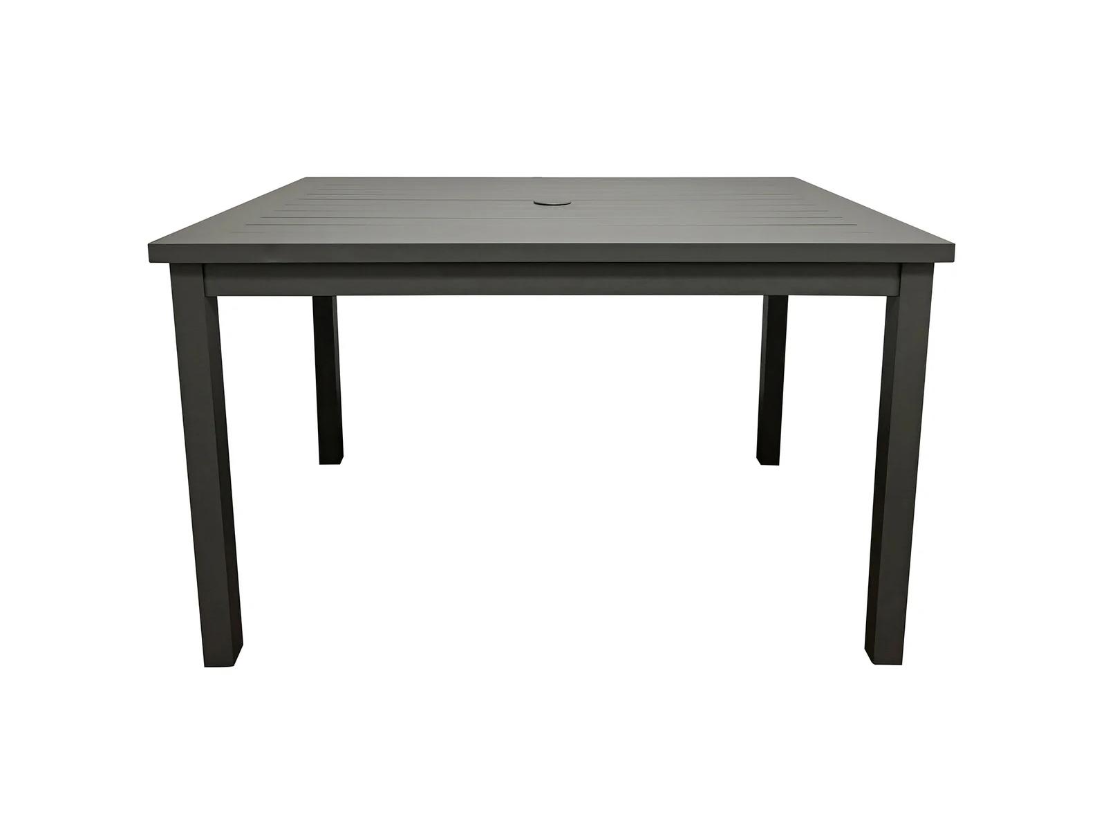 Grosfillex Sigma Aluminum Volcanic Black Rectangular Patio Dining Table with Umbrella Hole