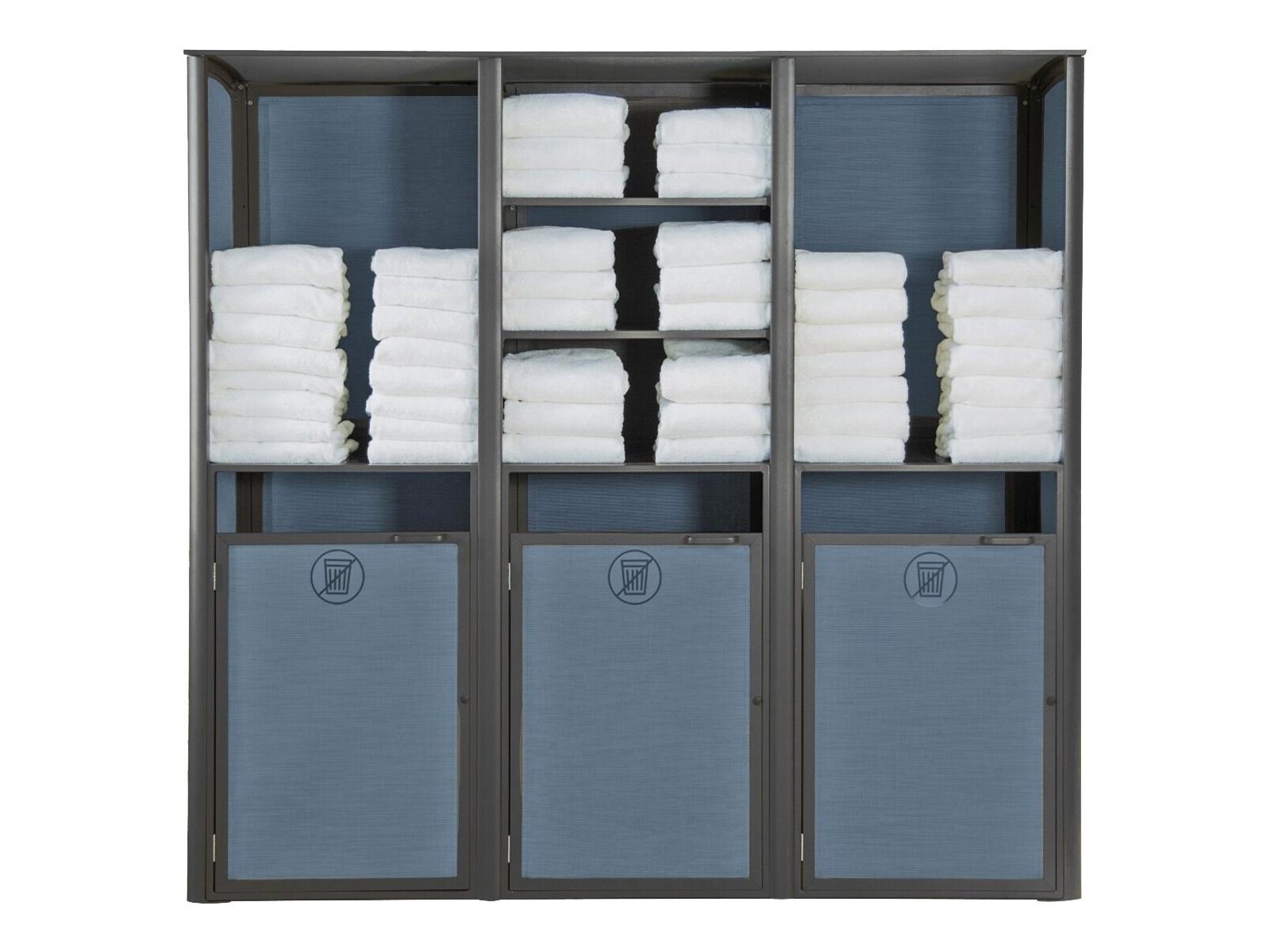Grosfillex Sunset Sling Aluminum Mandras Blue/Volcanic Black Towel Valet Triple Unit