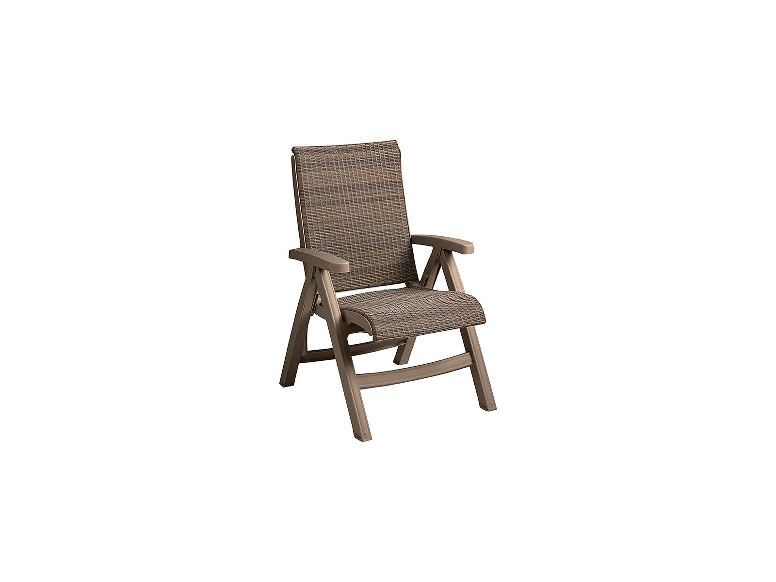 Grosfillex Java Resin Wicker French Taupe Folding Outdoor Lounge Chair in French Taupe
