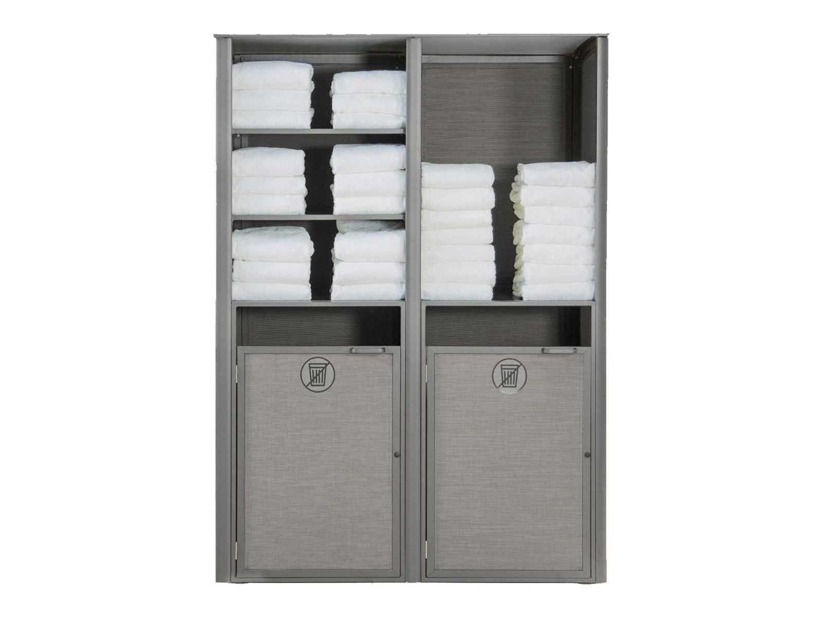 Grosfillex Sunset Sling Aluminum Solid Gray/Platinum Gray Towel Valet Double Unit