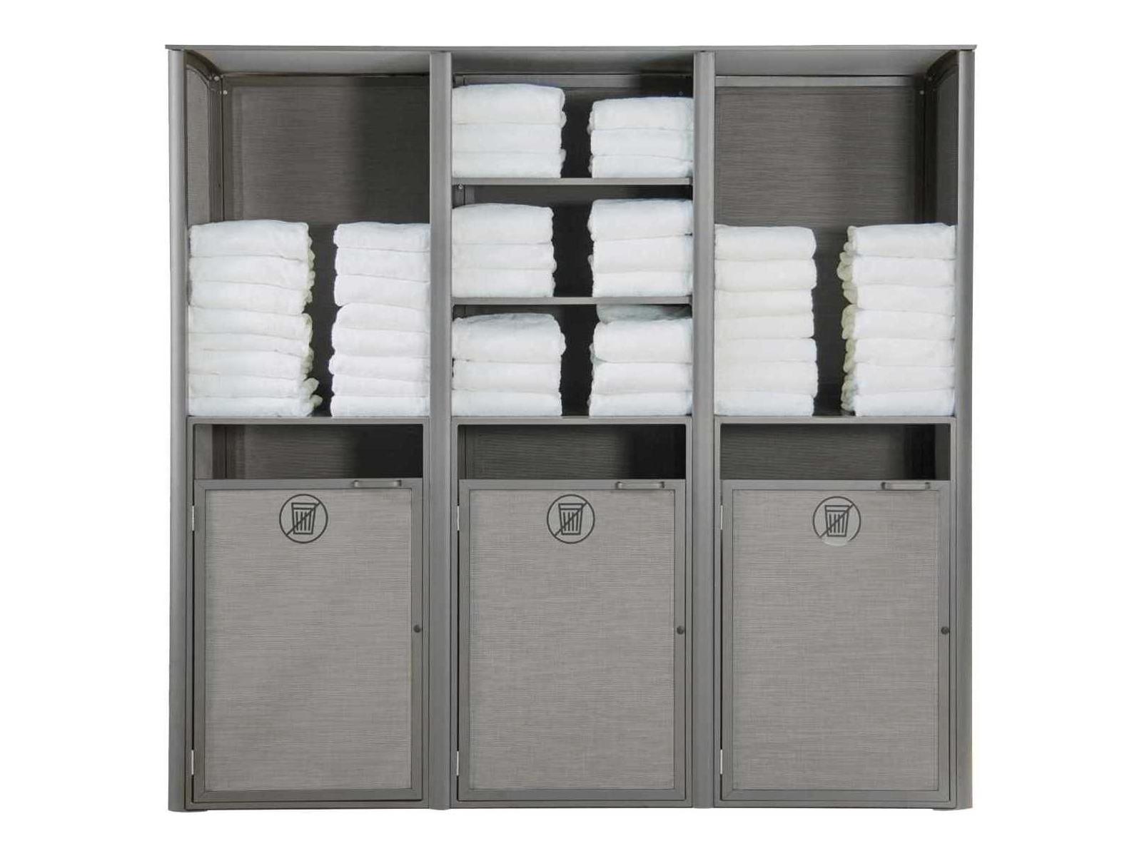Grosfillex Sunset Sling Aluminum Solid Gray/Platinum Gray Towel Valet Triple Unit