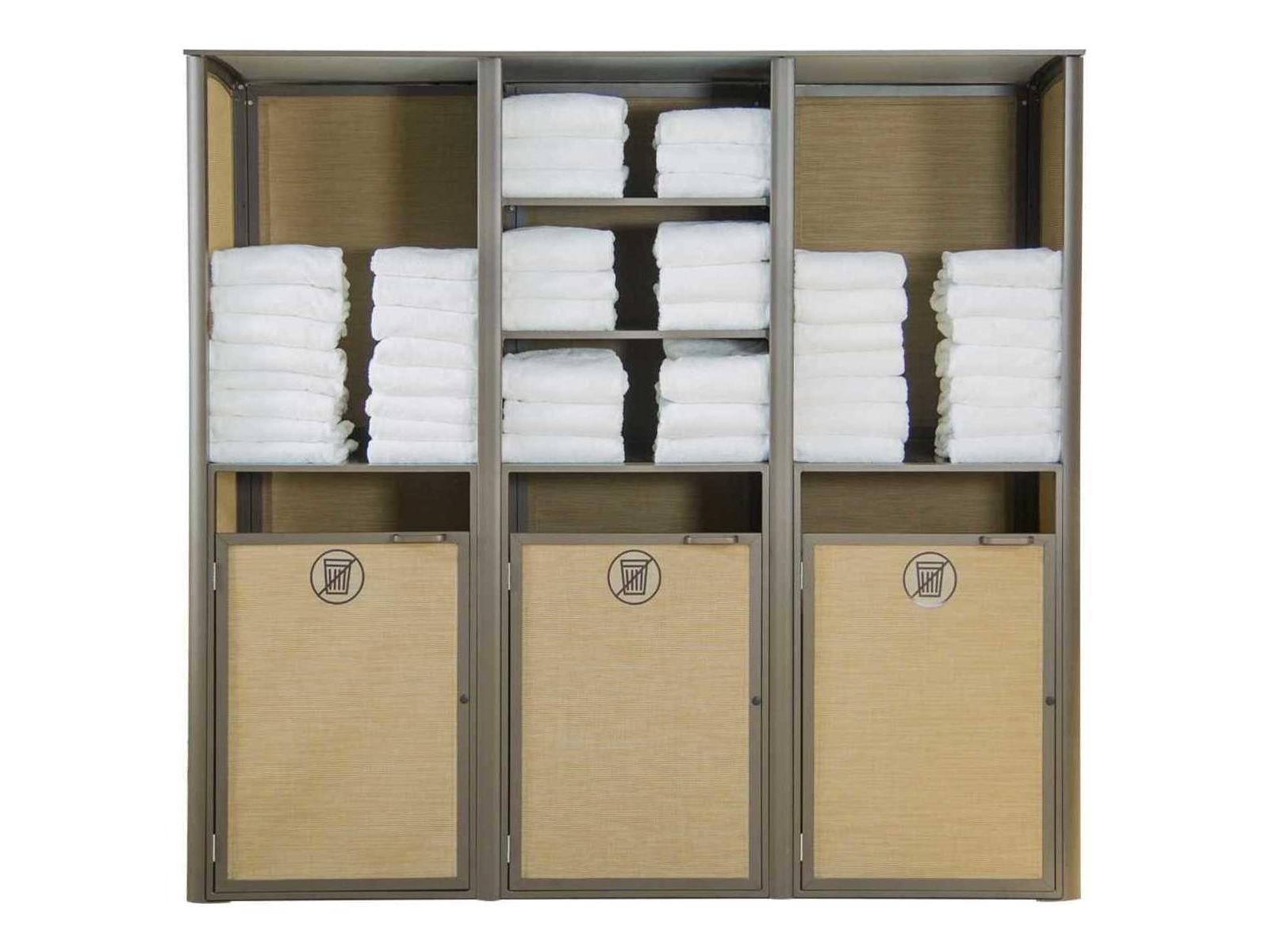 Grosfillex Sunset Sling Aluminum Cognac/Fusion Bronze Towel Valet Triple Unit