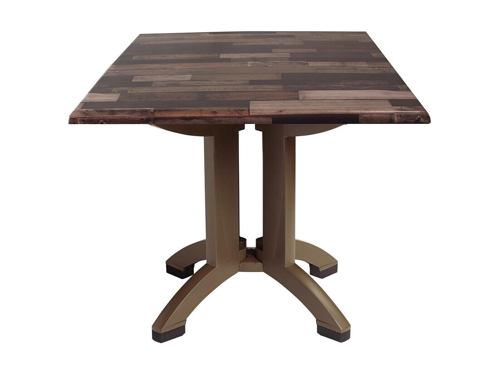 Grosfillex Atlanta Resin Shiplap Square Outdoor Dining Table with Umbrella Hole