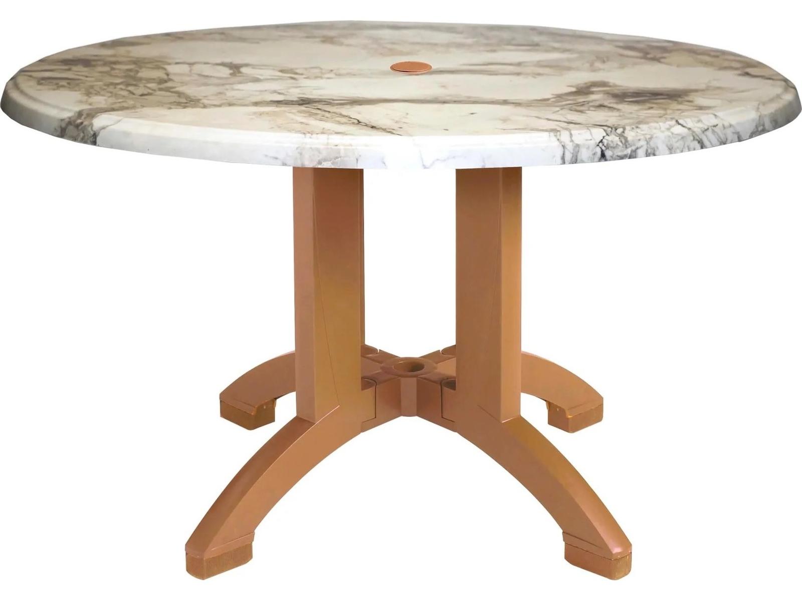 Grosfillex Polypropylene Round Umbrella Hole Dining Table
