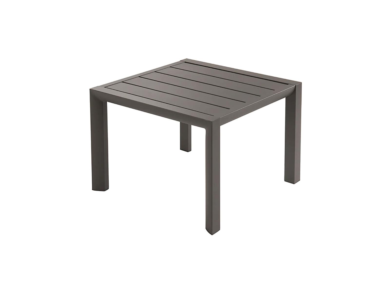 Grosfillex Sunset Aluminum Volcanic Black Round Low Outdoor End Table