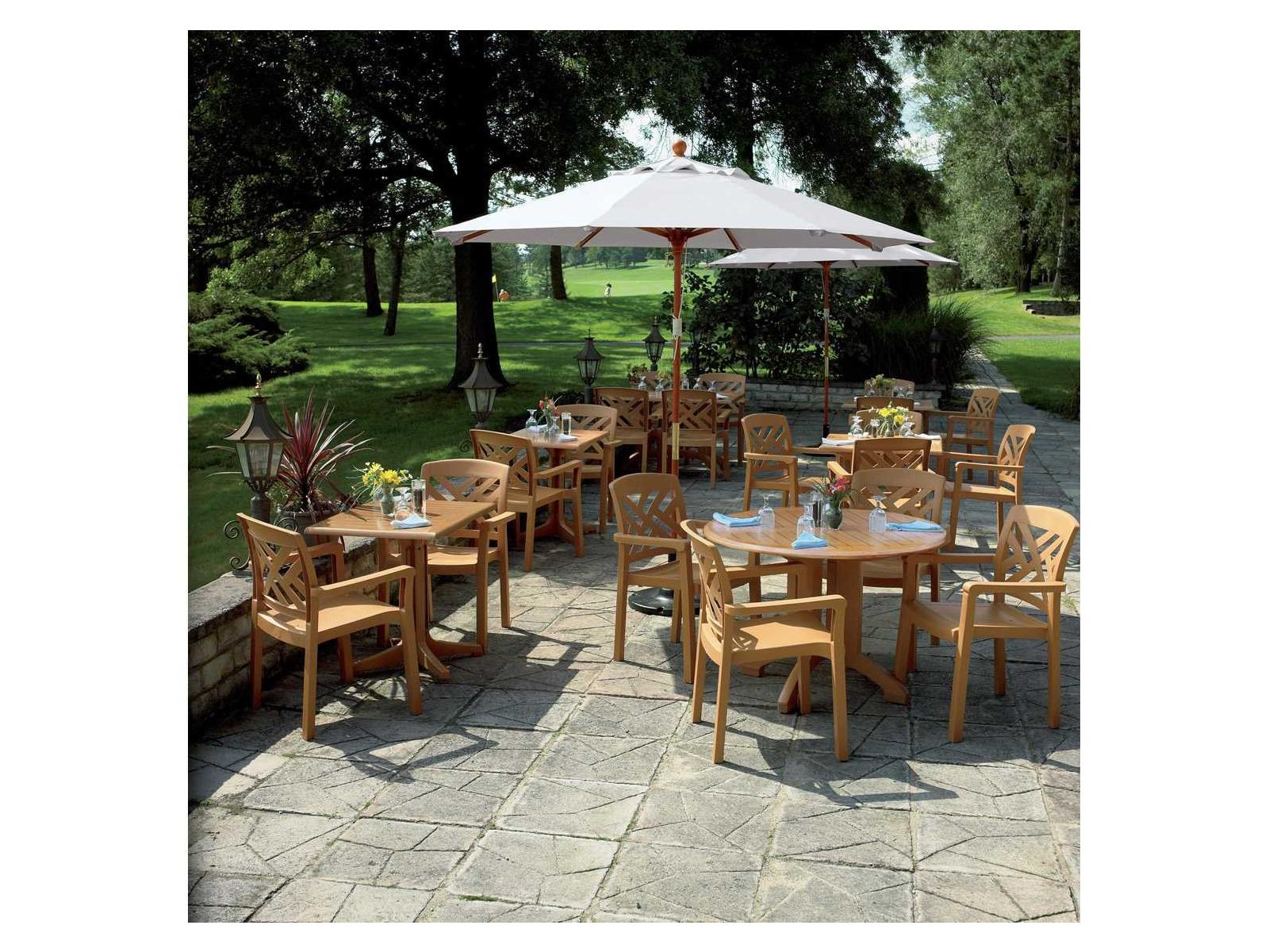 Grosfillex Sanibel Resin Teakwood Outdoor Dining Set