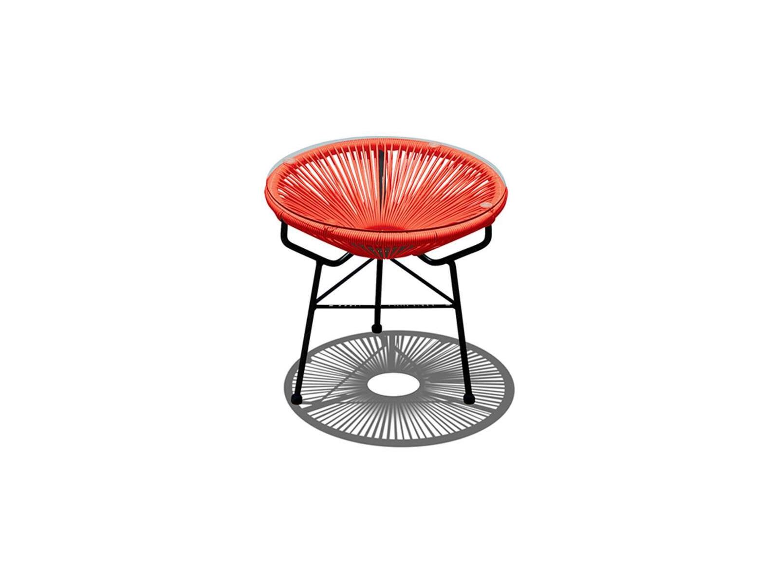 Harmonia Living Closeouts Acapulco Steel Woven Strap Round Glass Top End table/Ottoman