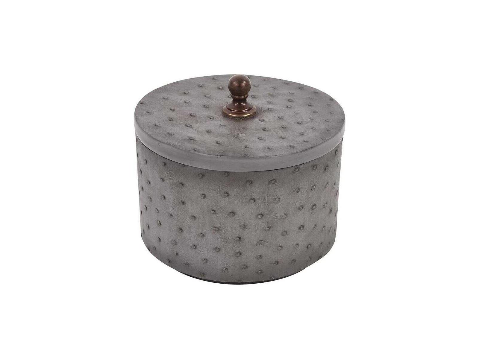 Howard Elliott Round Faux Ostrich Skin Decorative Box