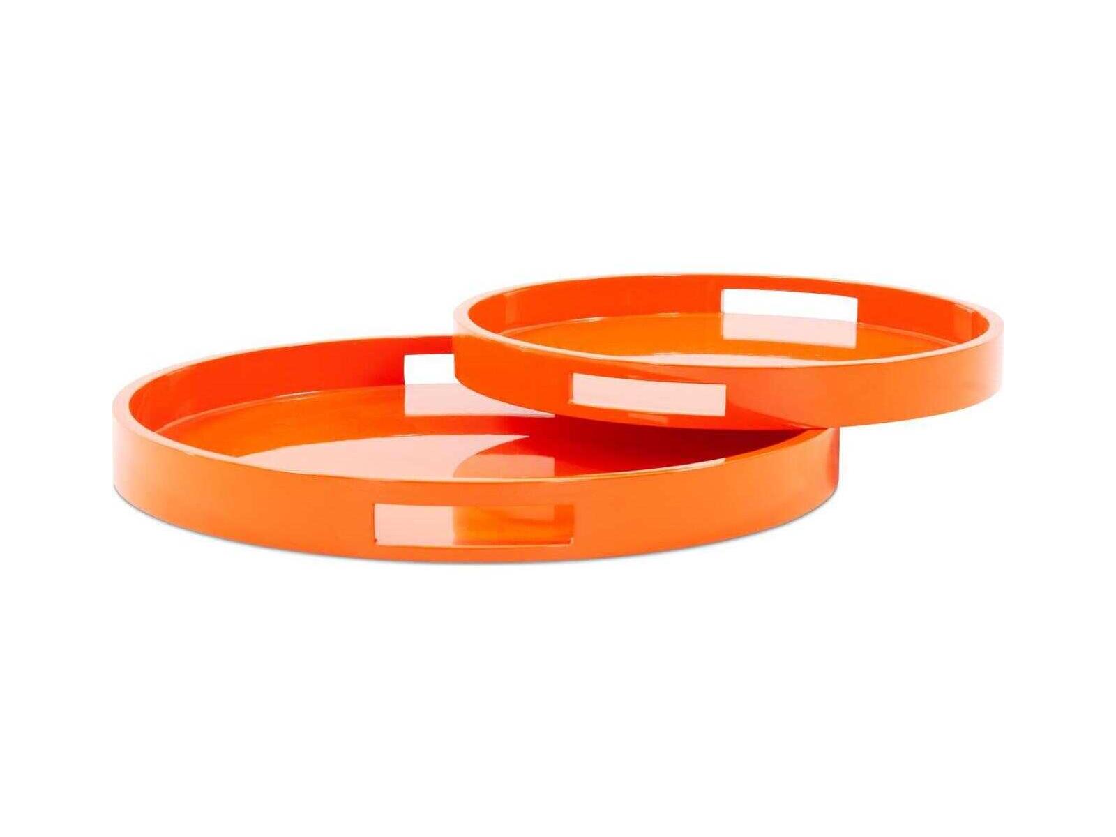 Howard Elliott Saint Tropez Glossy Orange Serving Tray Set of 2
