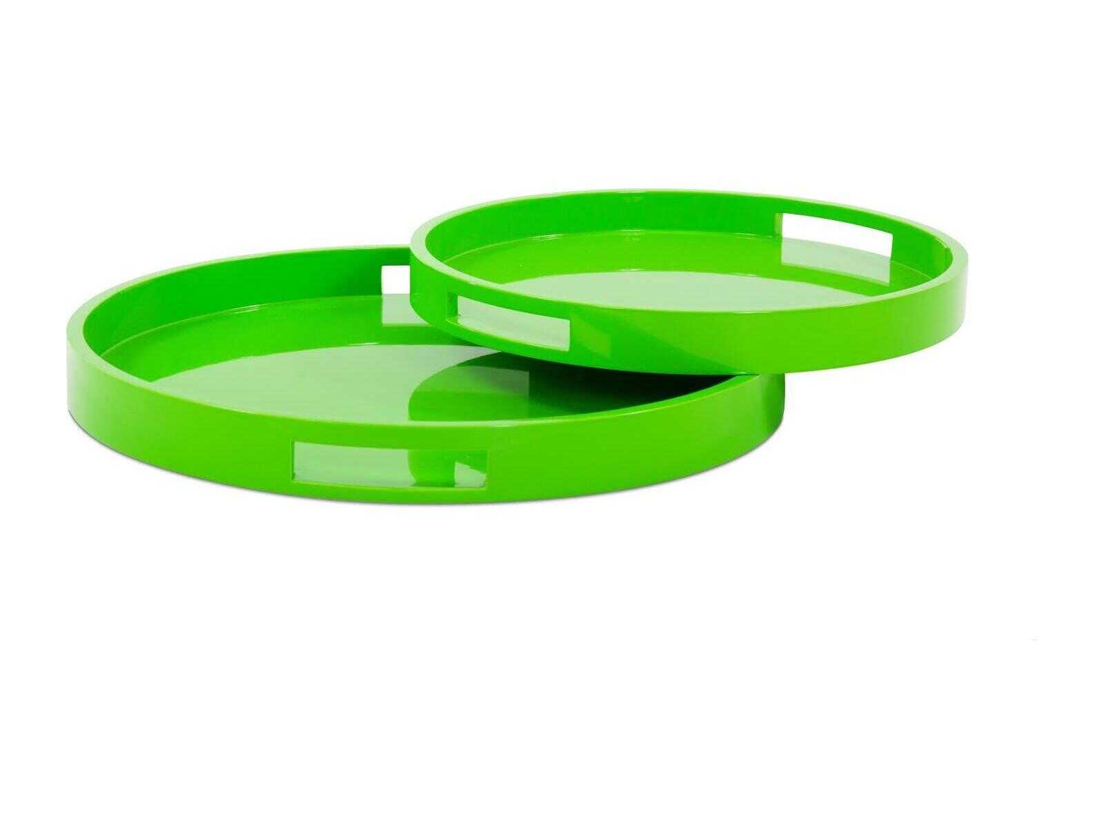 Howard Elliott Saint Tropez Glossy Green Serving Tray Set of 2