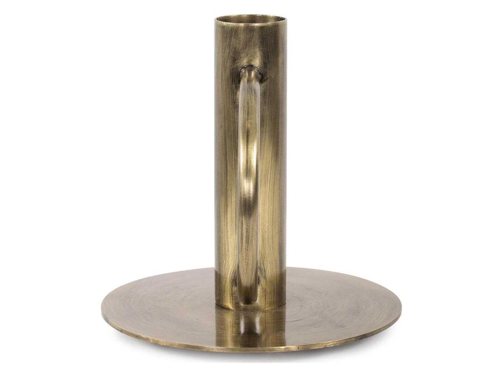 Howard Elliott Antiqued Gold Italo Tall Candle Holder with Handle
