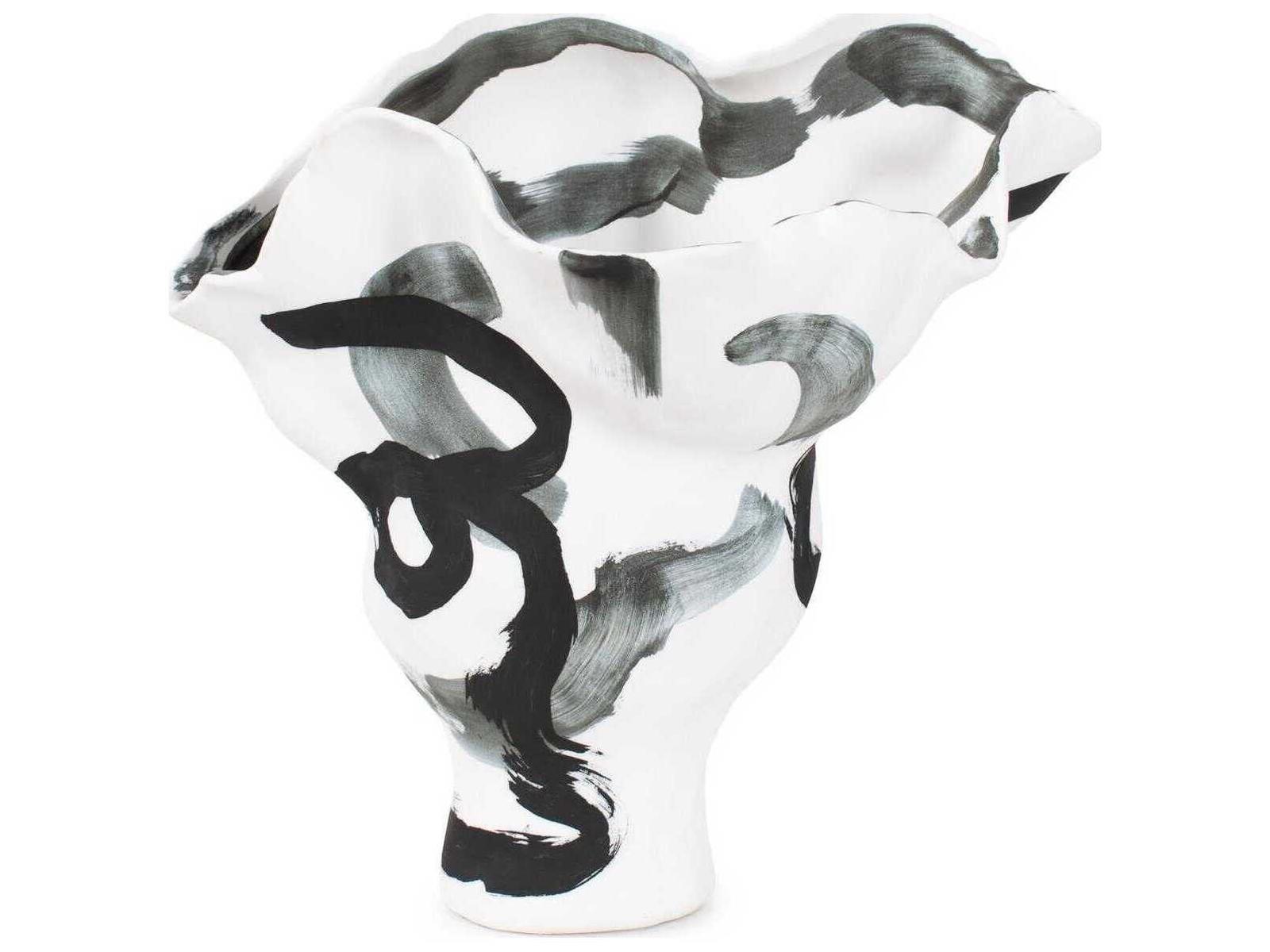 Howard Elliott Black White Hadrill Vase