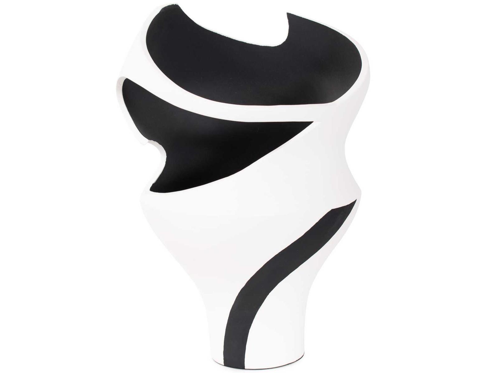 Howard Elliott Black White Rapsie Vase