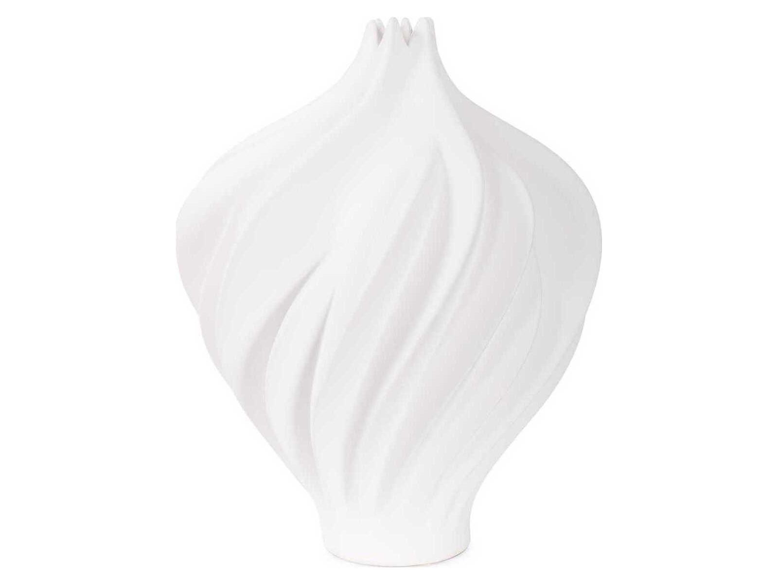Howard Elliott Matte White Langmuir Swirled Vase
