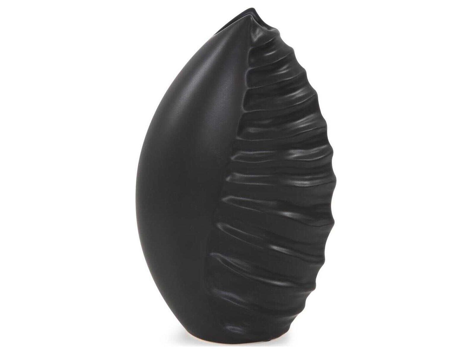 Howard Elliott Dierks Ribbed Matte Black Vase