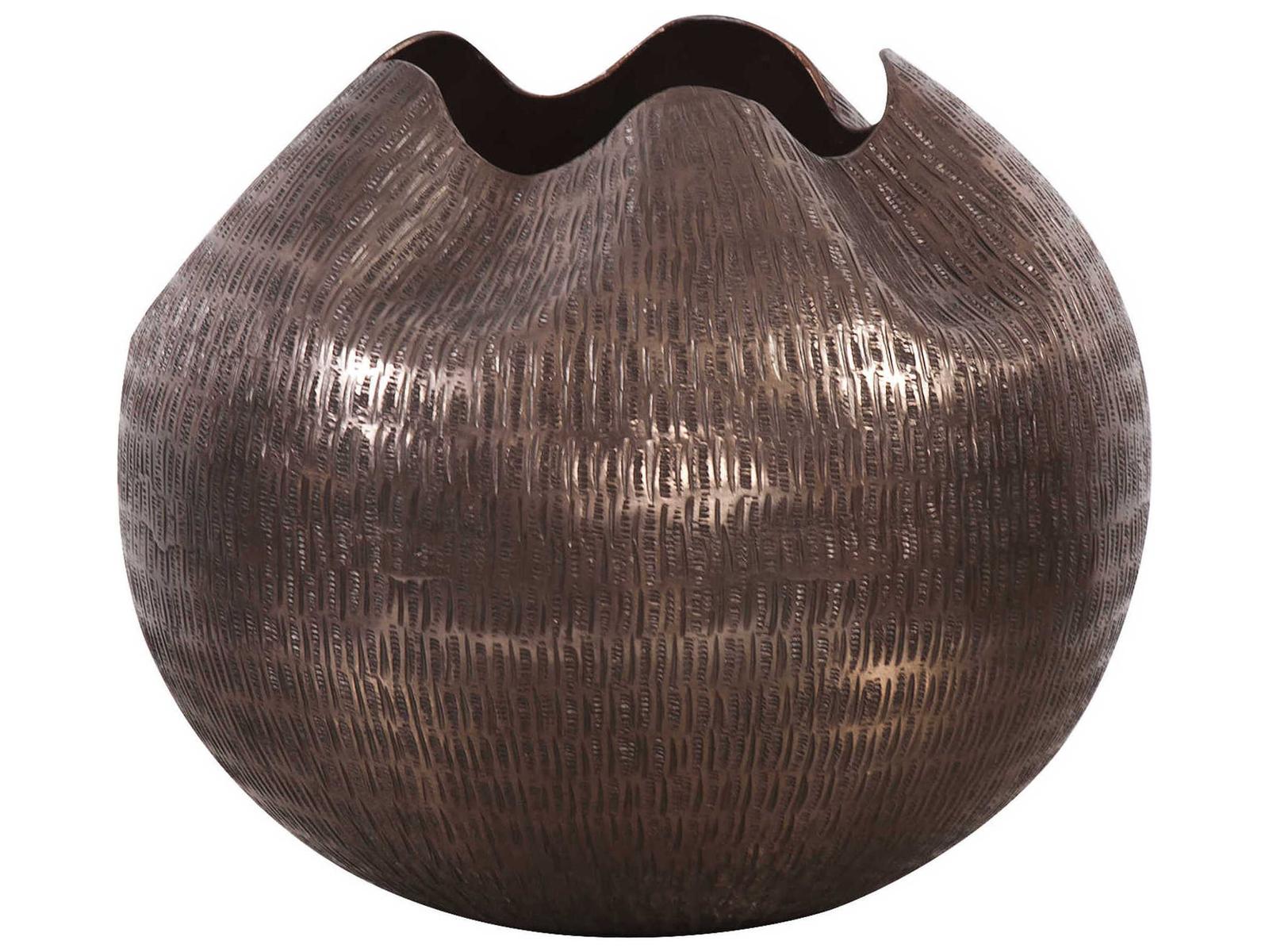Howard Elliott Textured Copper Pinched Top Globe Vase
