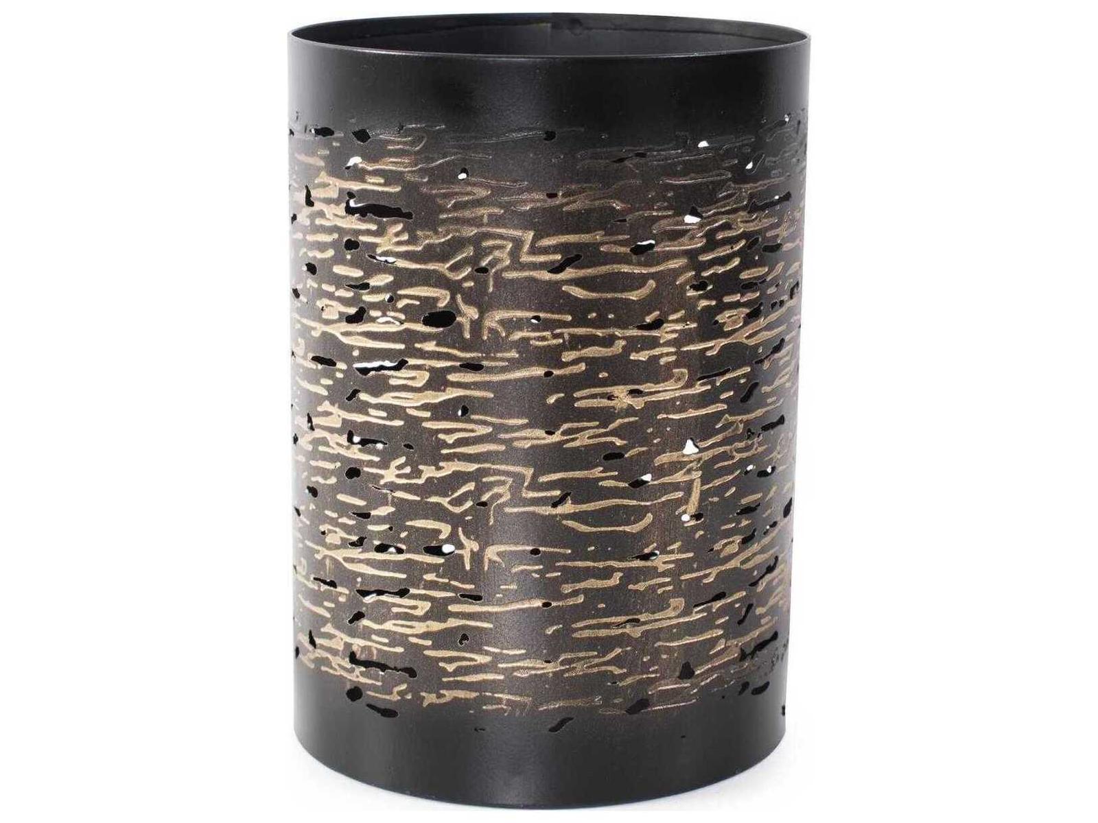 Howard Elliott Black Gold Cylindrical Candle Holder