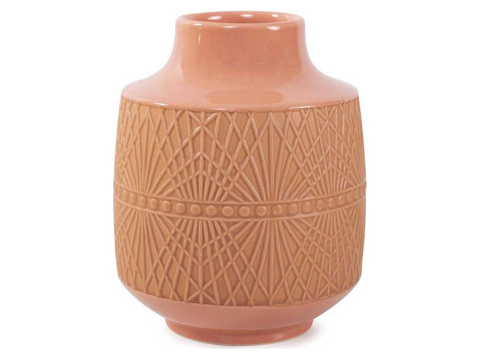 Howard Elliott Richland Embossed Peach Vase