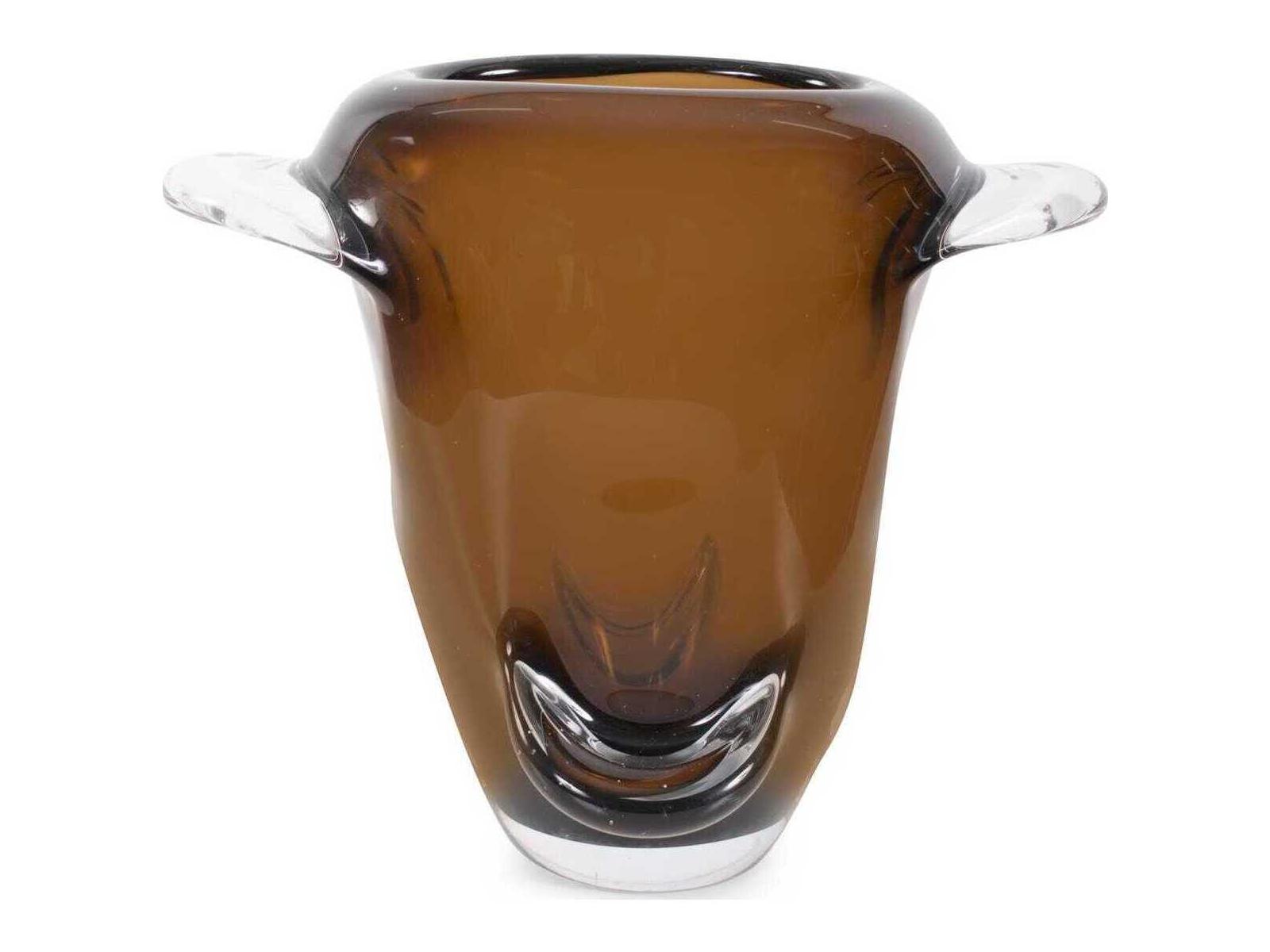 Howard Elliott Smokey Umber Flared Edged Glass Vase