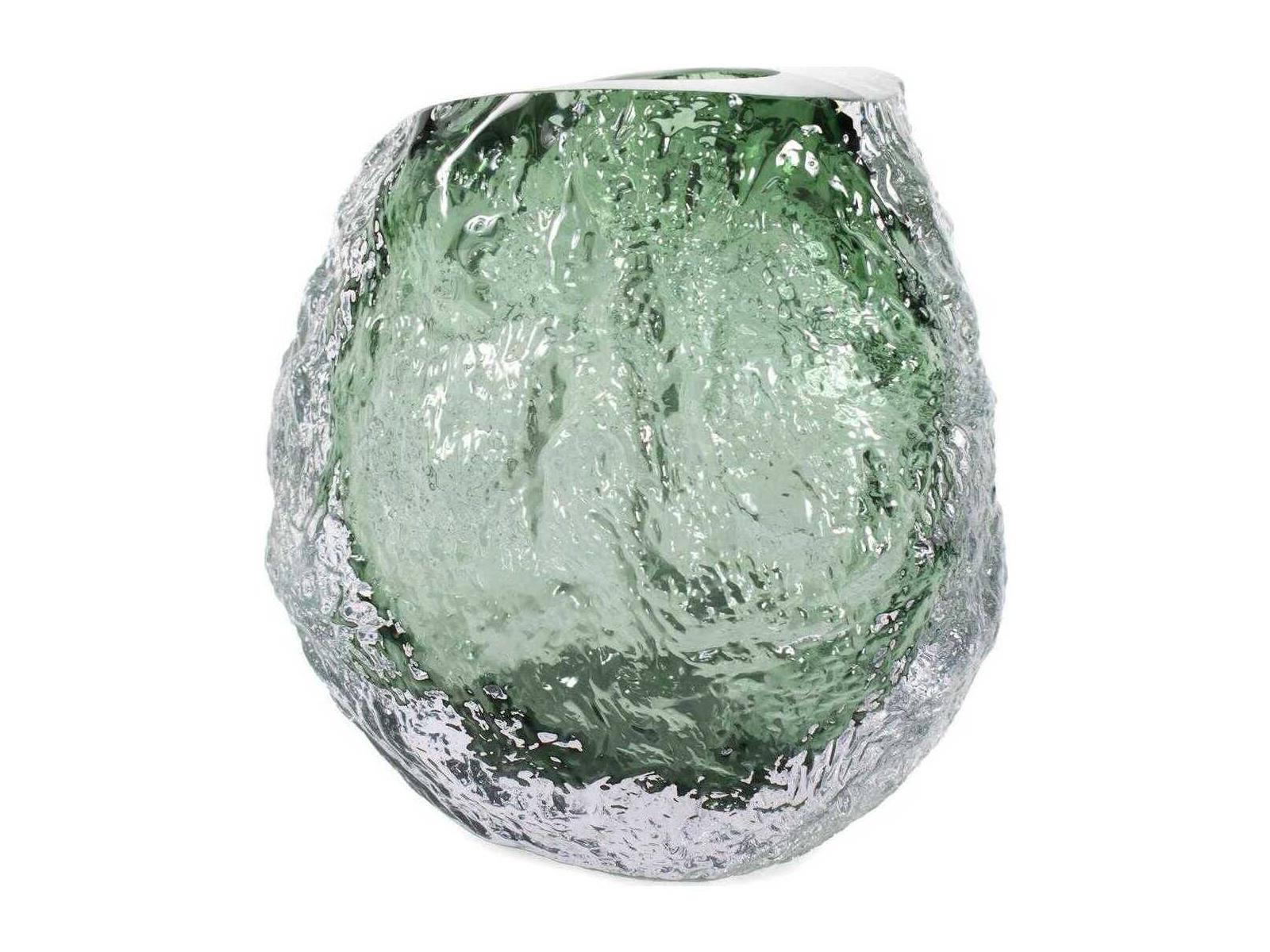 Howard Elliott Emerald Crystalized Glass Vase