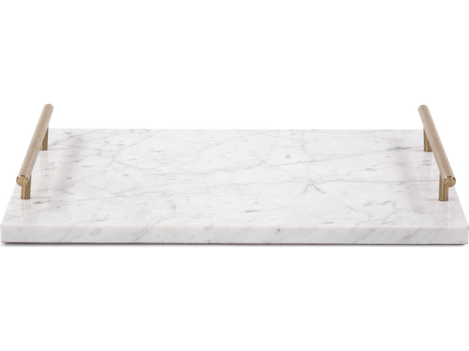 Howard Elliott White Gray Brass Serving Tray
