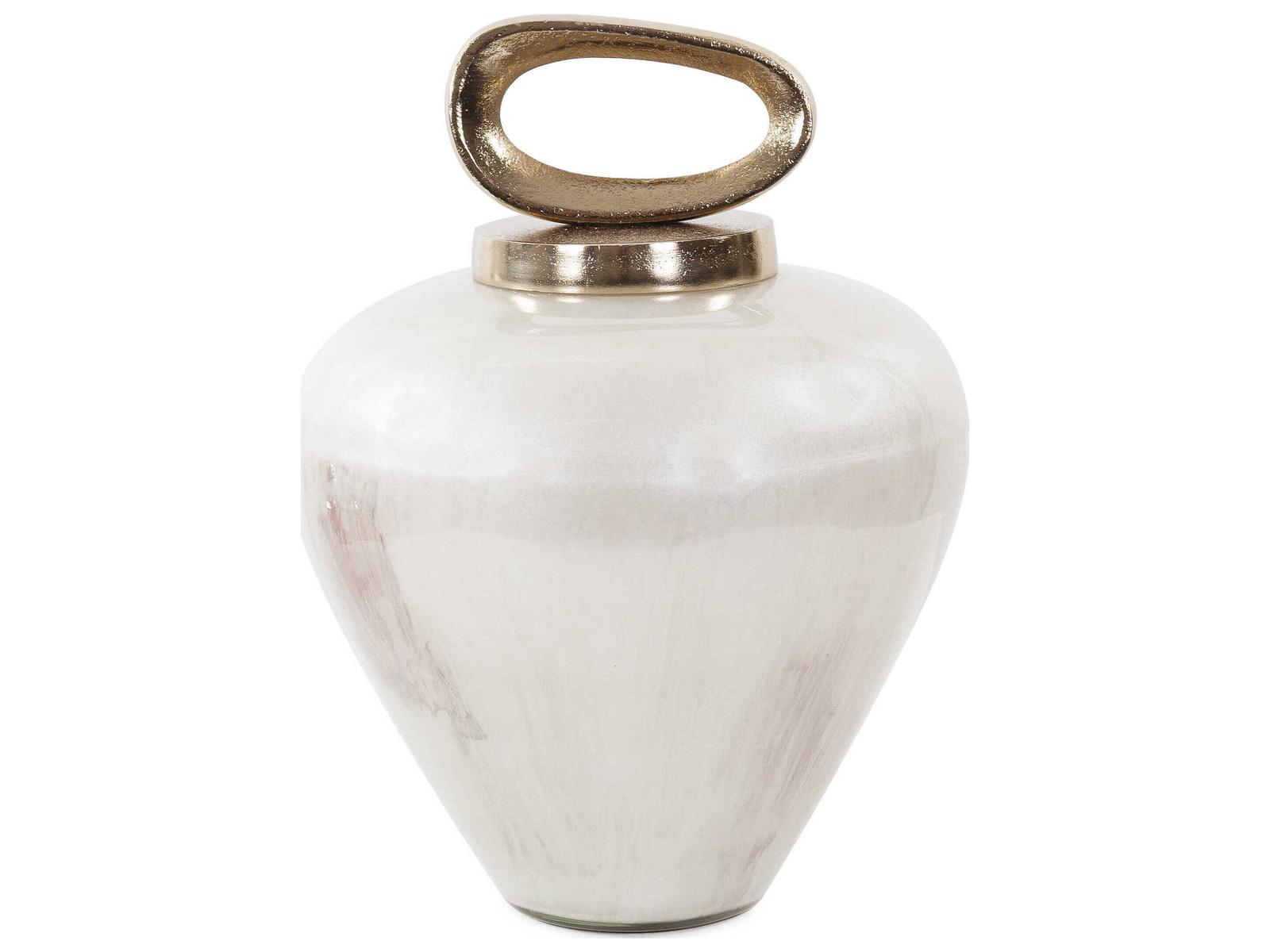 Howard Elliott Reza Glass Urn with Ornate Metal Top
