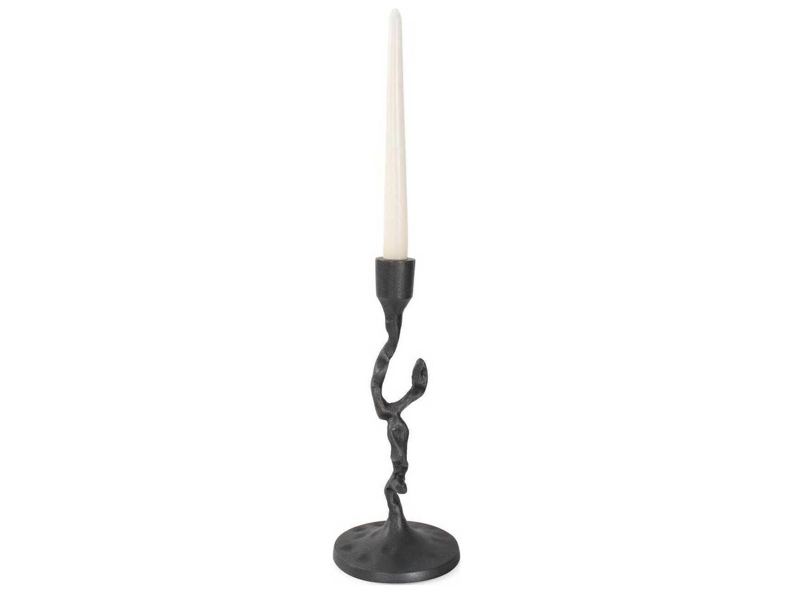 Howard Elliott Matte Black Crooked Branch Candlestick