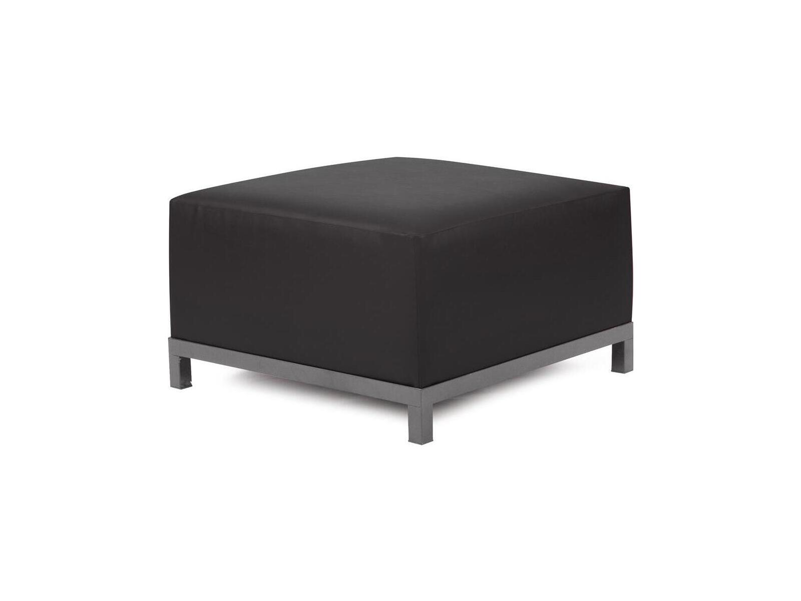 Howard Elliott Outdoor Axis Atlantis Black Fabric Cushion Ottoman