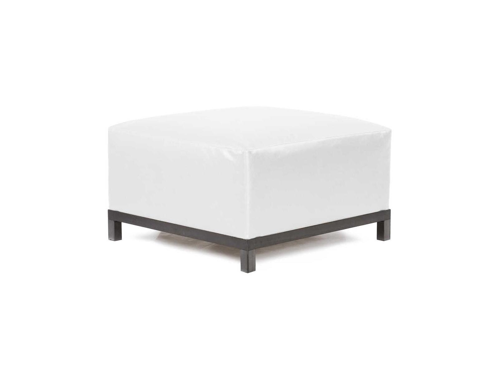 Howard Elliott Outdoor Axis Atlantis White Fabric Cushion Ottoman
