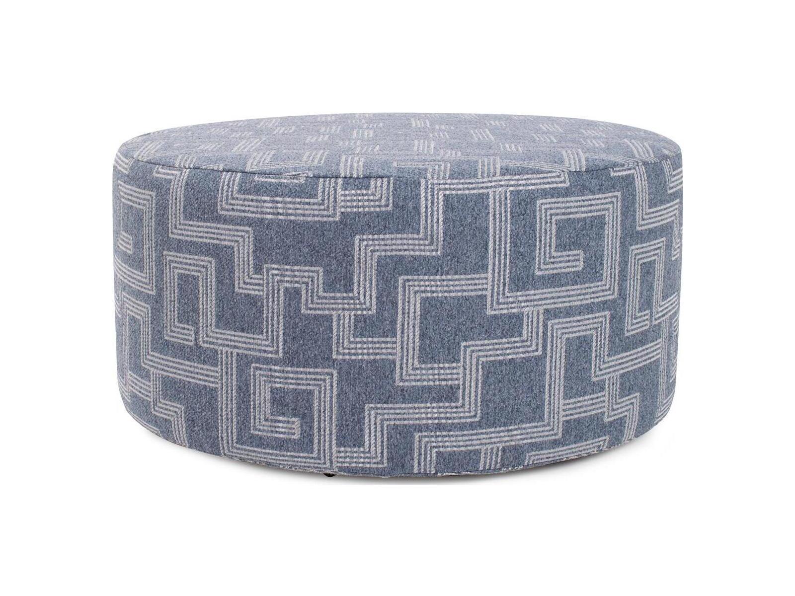 Howard Elliott Outdoor Universal Syros Denim Fabric Cushion Ottoman
