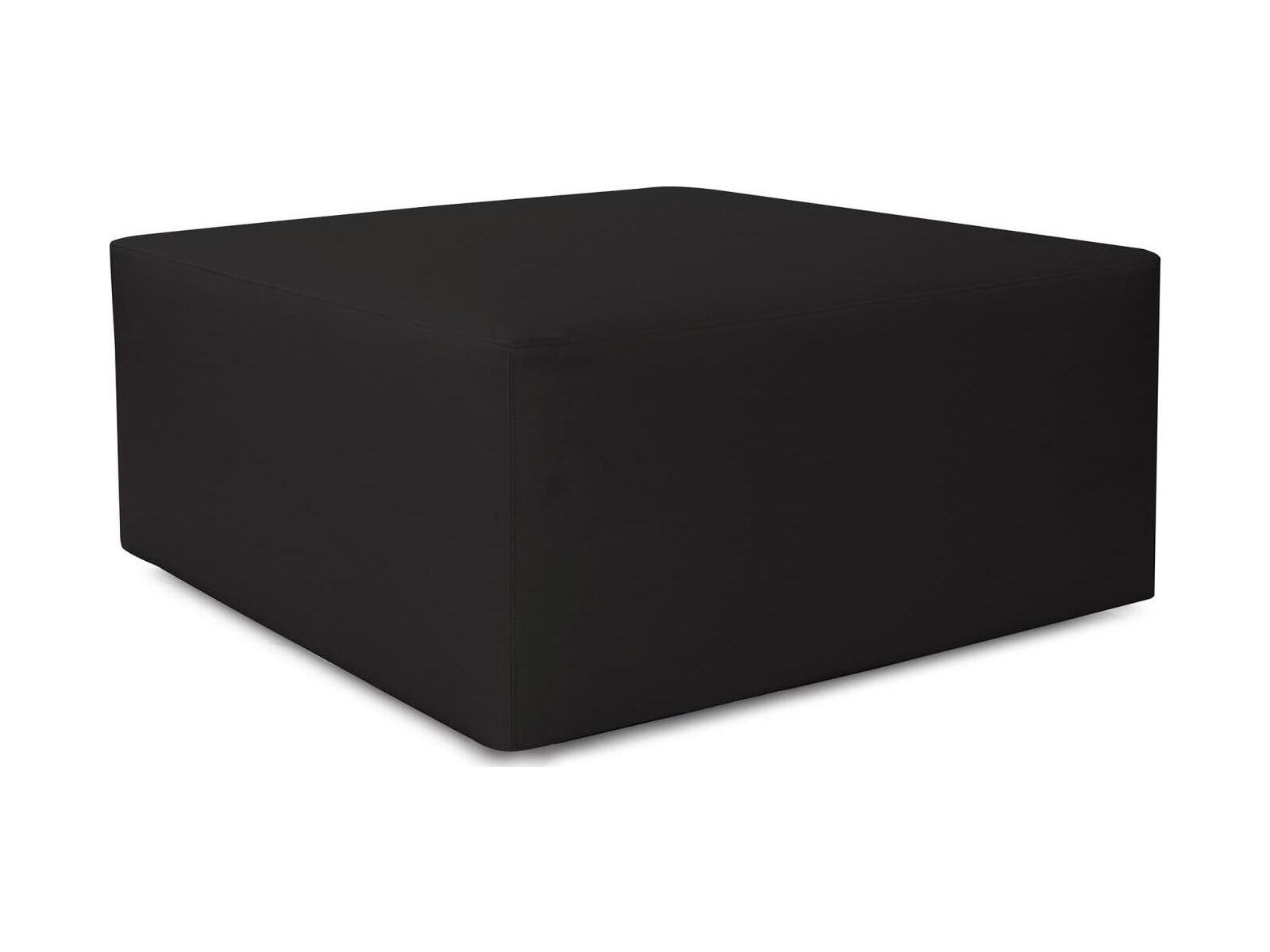 Howard Elliott Outdoor Universal Atlantis Black Fabric Cushion Ottoman