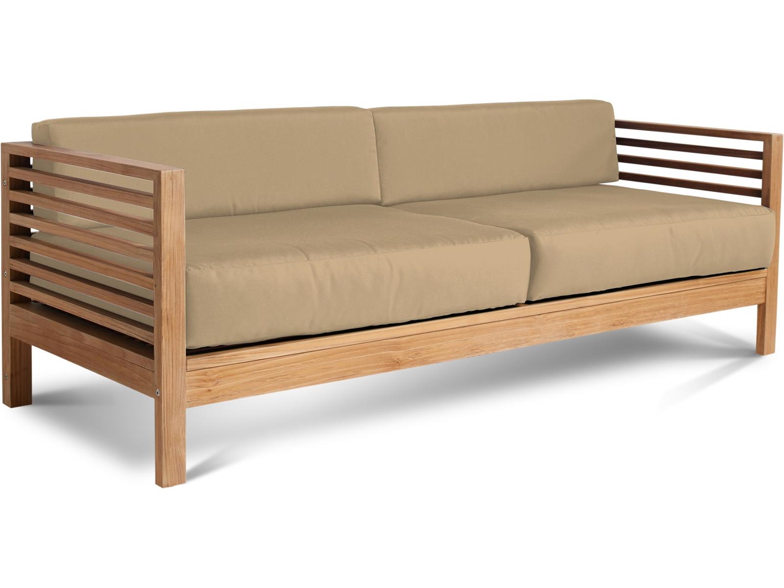 HiTeak Summer Wood Camel Teak Cushion Sofa