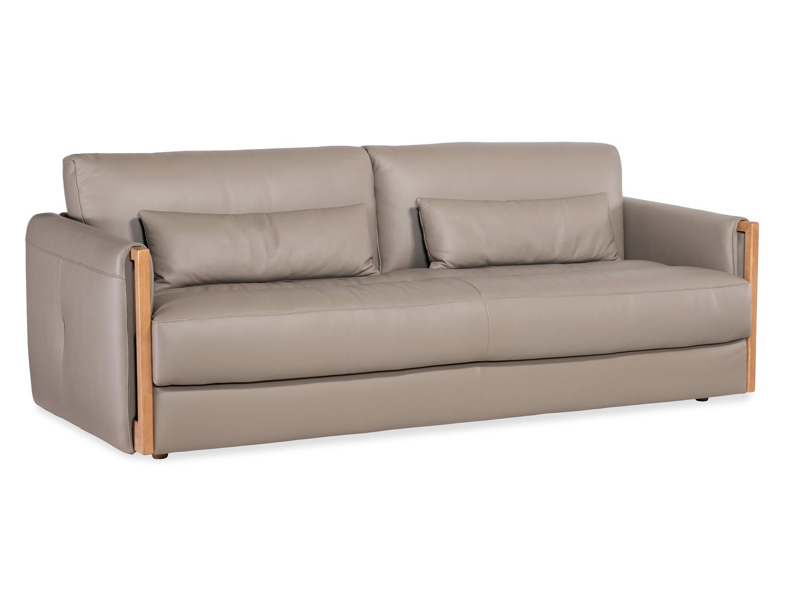 Hooker Furniture Ss Meridian Light Wood Gray Leather Sofa