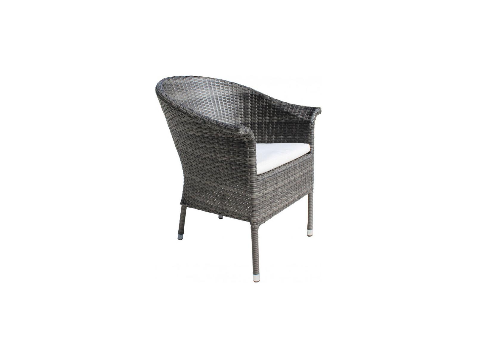 Hospitality Rattan Outdoor Spectrum Grey Aluminum Cushion Dining ArmChair