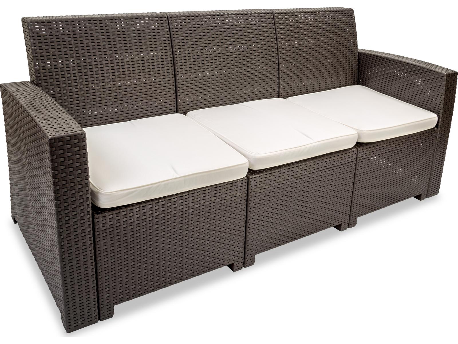 Hospitality Rattan Outdoor Plastique Chocolate Cushion Sofa