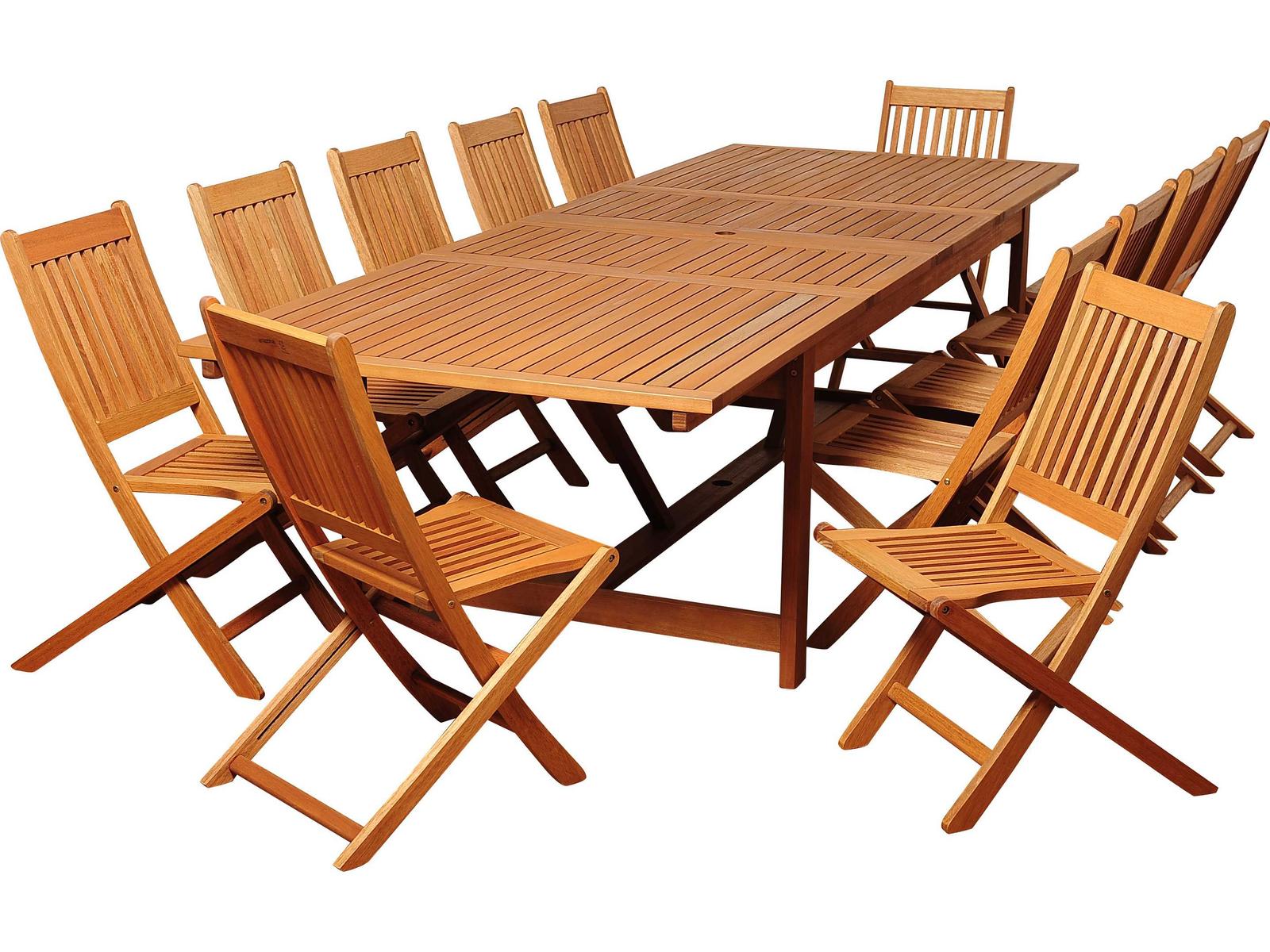 International Home Miami Amazonia Eucalyptus Rectangular 13 Piece Extendable Barrett Outdoor Dining Set