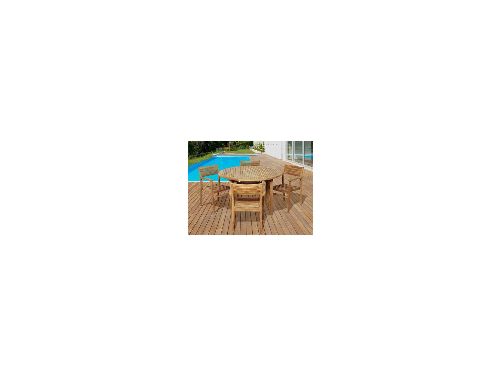International Home Miami Amazonia Teak Five Piece Round Alex Outdoor Dining Set