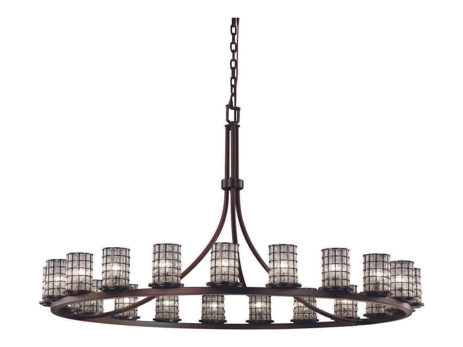 Justice Design Group Wire Glass 21-Light Bronze Cylinder Chandelier