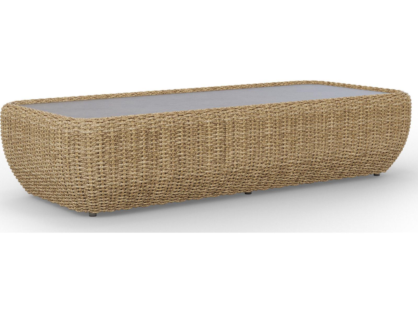 Jensen Outdoor Velo 55" x 24" Rectangular Coffee Table w/ Cement Top