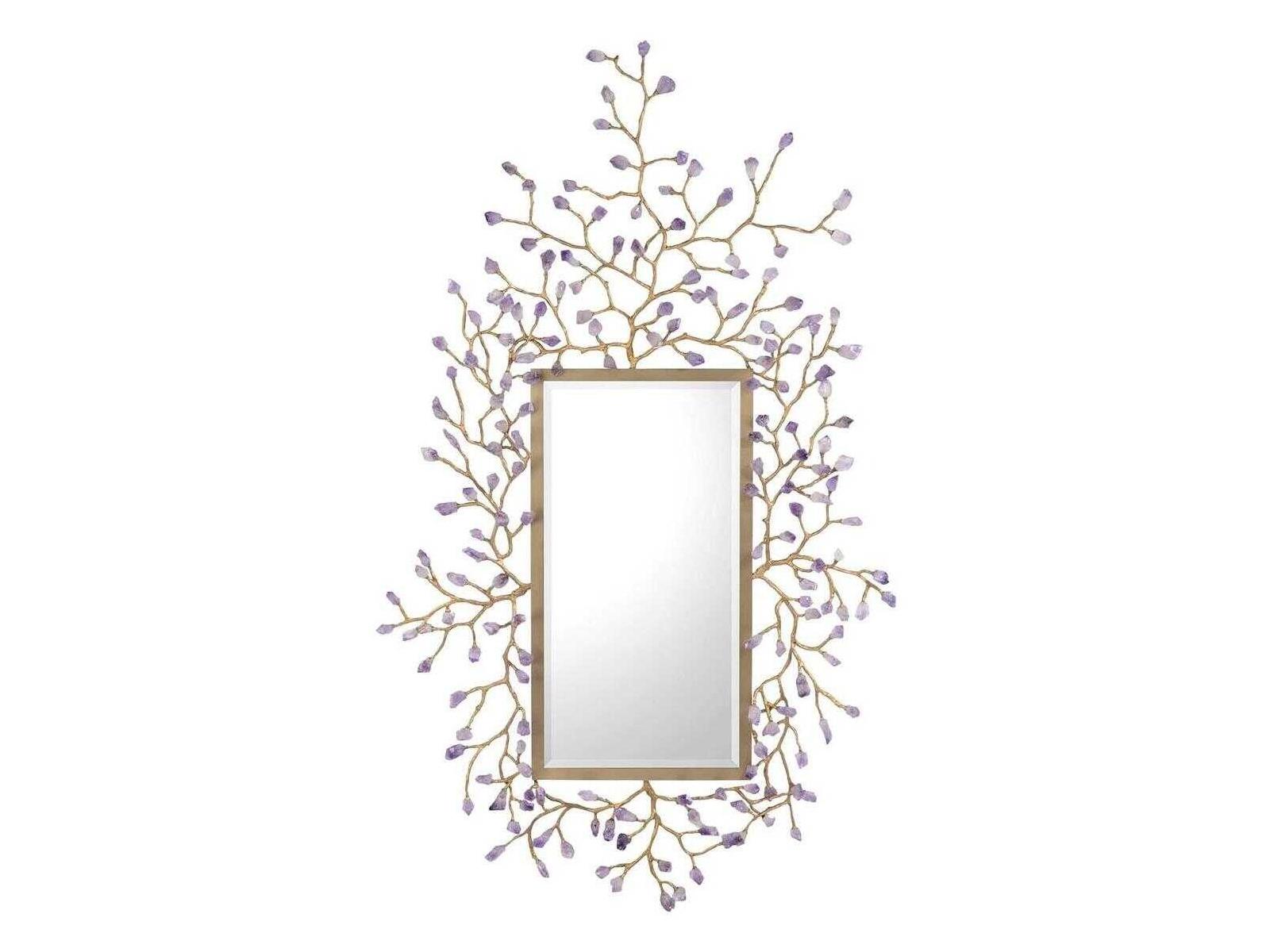 John Richard Budding Amethyst Brass Rectangular Wall Mirror