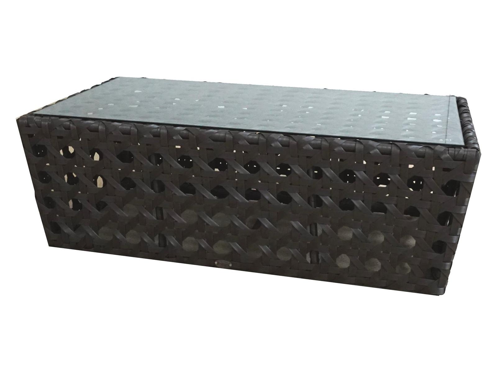 Schnupp Patio Open Wicker Rectangular Glass Top Coffee Table