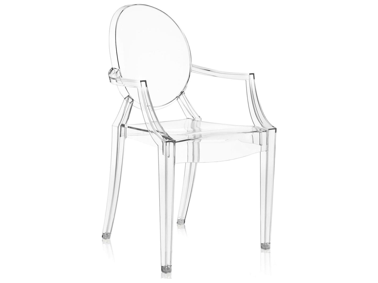 Kartell Outdoor Louis Ghost Crystal Resin Dining Arm Chair  (Sold in 4)