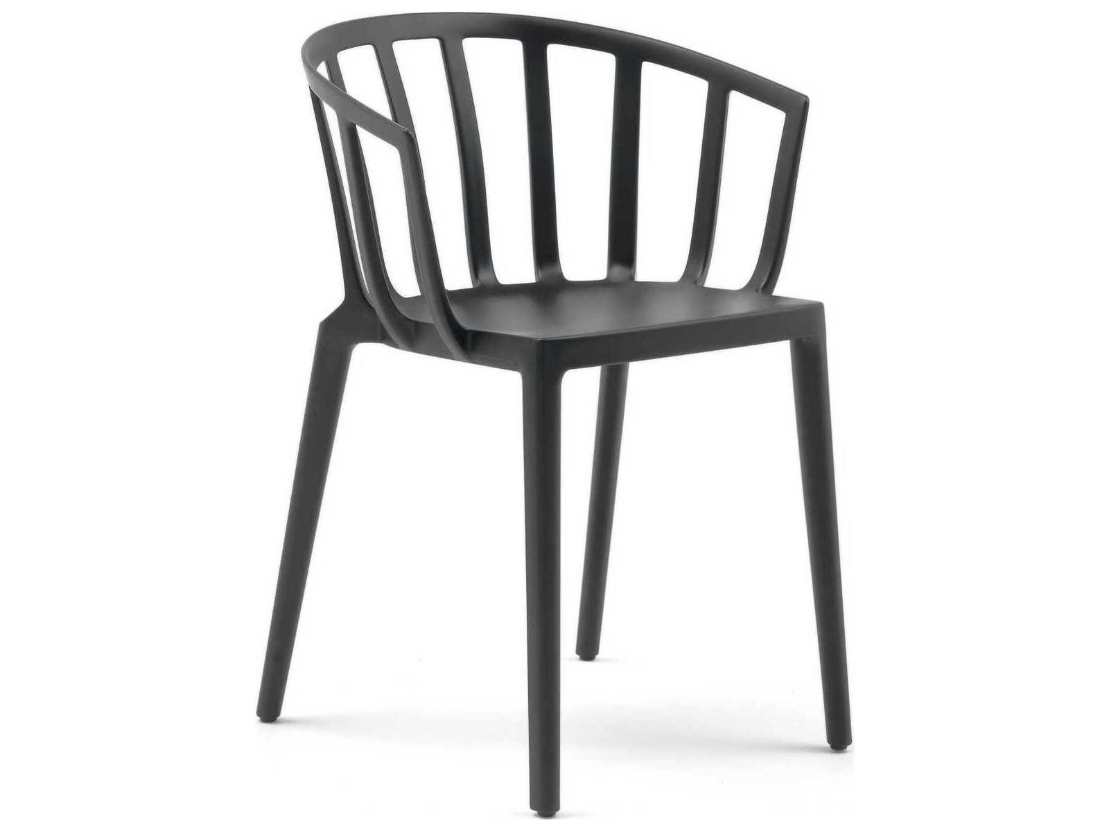 Kartell Outdoor Venice Matte Black Resin Dining Arm Chair  (Sold in 2)
