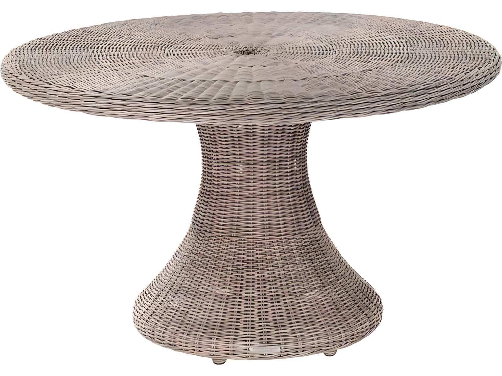 Kingsley Bate Sag Harbor 52 Inch Round Wicker Dining Table with Glass ...