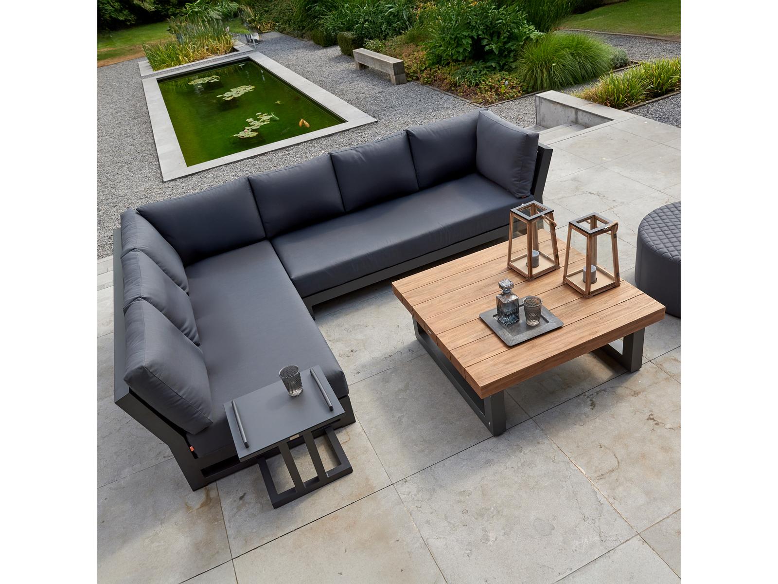 Kettler Life Nevada Lava Canvas Soot Aluminum Cushion Lounge Set