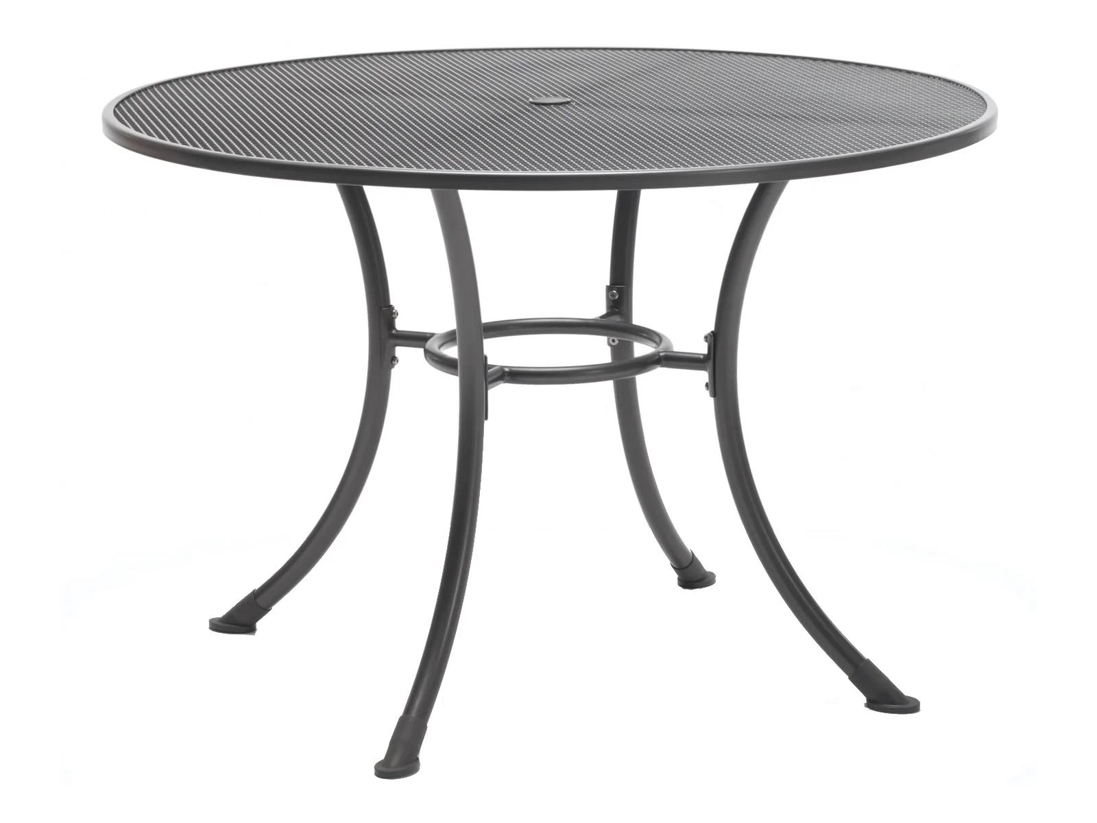 Kettler Mesh Steel Gray Round Outdoor Dining Table with Umbrella Hole