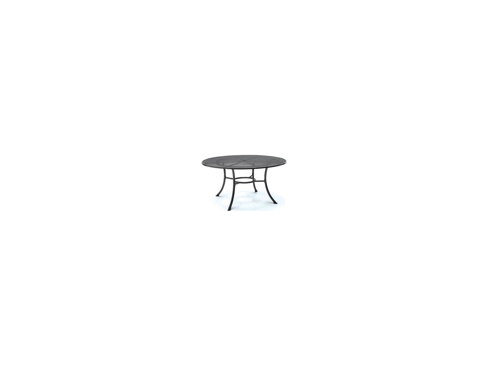 Kettler Mesh Top Steel Gray Round Patio Dining Table with Umbrella Hole