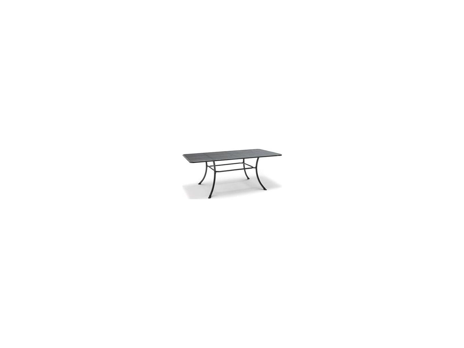 Kettler Mesh Top Steel Gray Rectangular Outdoor Patio Dining Table with Umbrella Hole